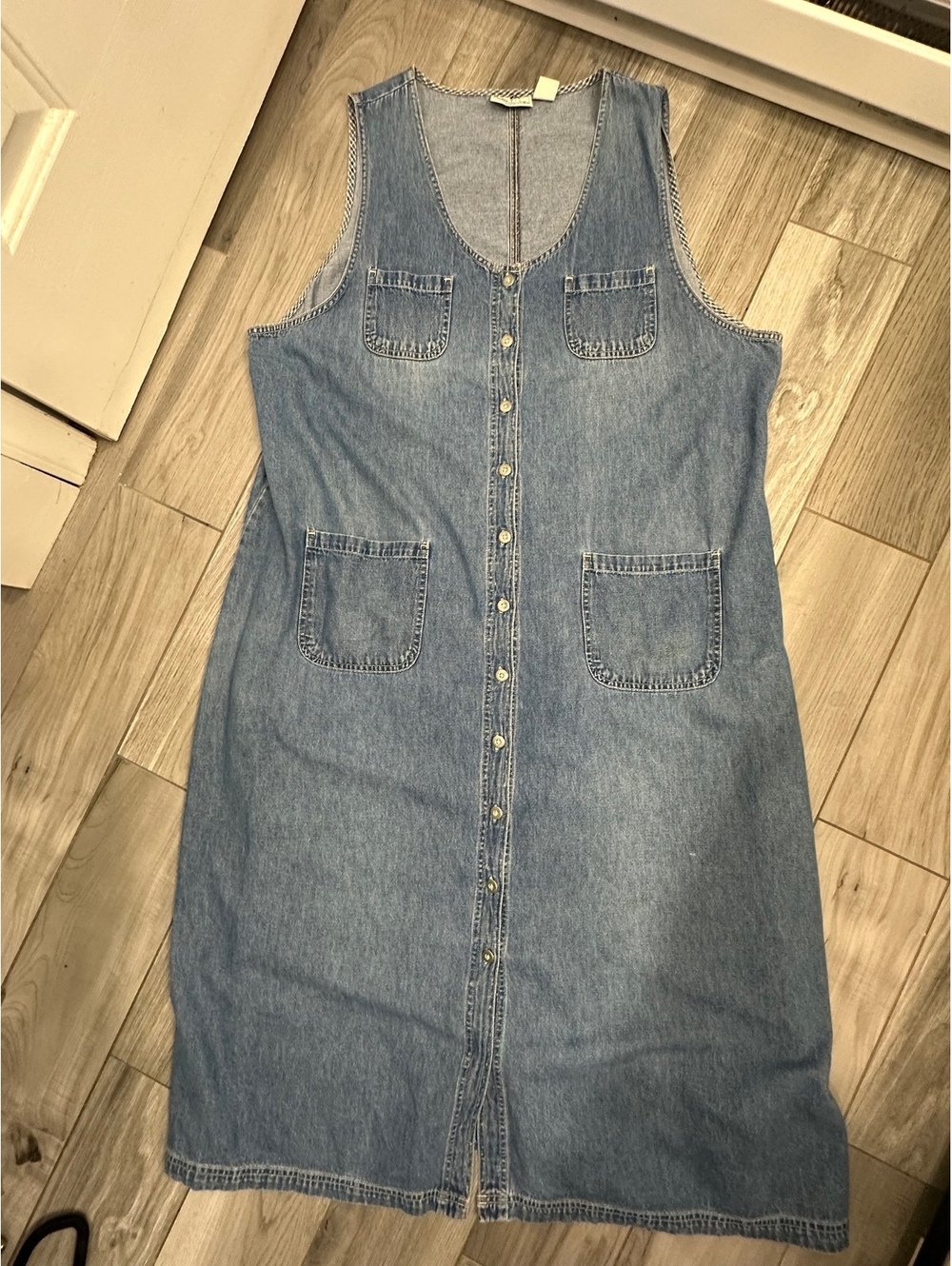 Vintage 90s Basic Editions Plus Denim Button-Front Dress 2X